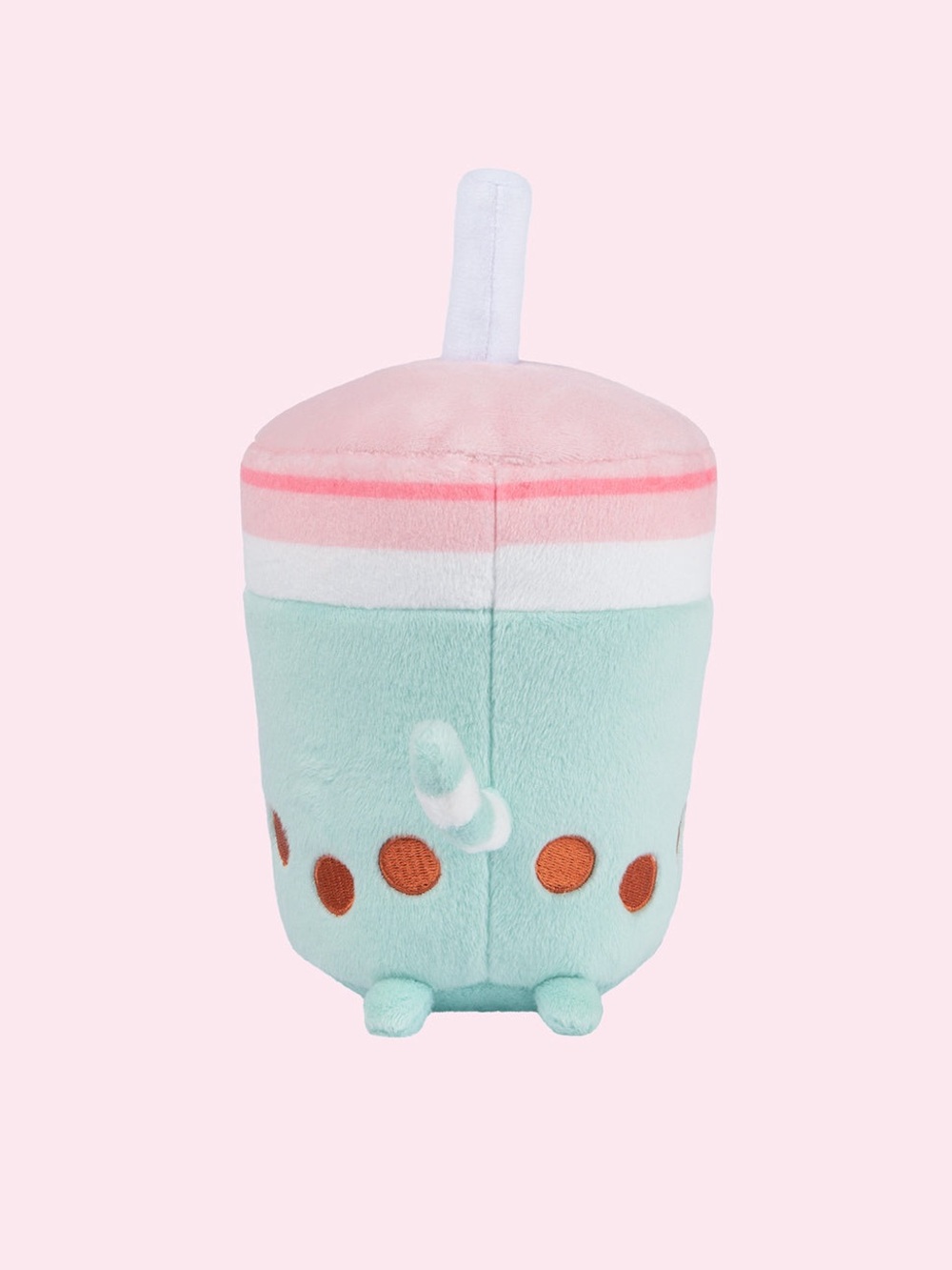 Pusheen Mint Bubble Tea Plush with Pink Lid and Orange Boba - Picture 2 of 4